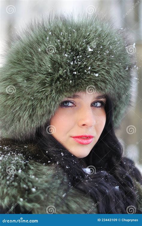 Portrait Of Beautiful Girl In Winter Clothes Stock Image Image Of February Snowflakes 23443109