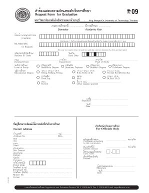 Fillable Online Eng Kmutt Ac Request Form For Graduation Eng Kmutt Ac