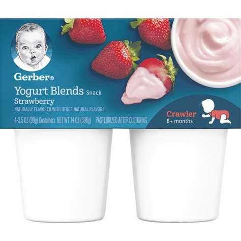 Pack Of 4 Gerber Yogurt Blends Snack Strawberry Yogurt 35 Oz Cups