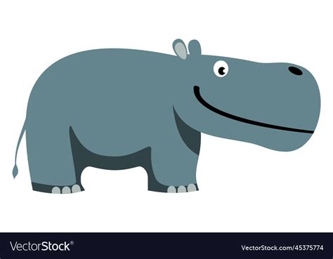 Hippo cartoon icon safari happy animal smiling Vector Image