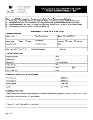 Fillable Online Hcr Psychneuropsych Testing Pa Form