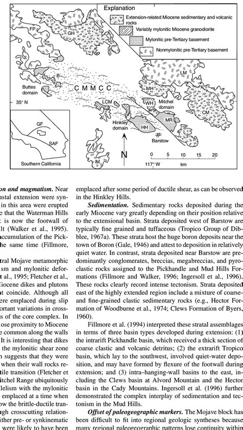 Tectonic Map Of The Central Mojave Metamorphic Core Complex Cmmcc