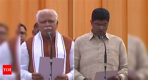 Manohar Lal Khattar Takes Oath As Haryana Cm Dushyant Chautala As