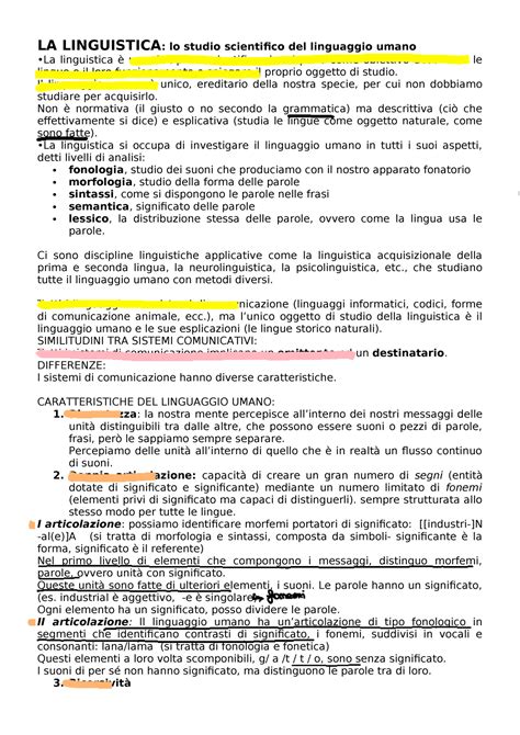 Linguistica Generale La Linguistica Lo Studio Scientifico Del