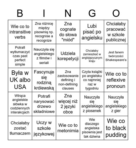 Znajd Osob Kt Ra Bingo Card