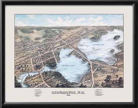 Oconomowoc Wi Restored Map Vintage City Maps