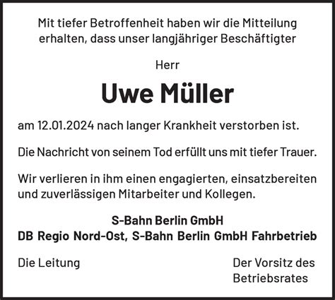 Traueranzeigen Von Uwe M Ller M Rkische Onlinezeitung Trauerportal