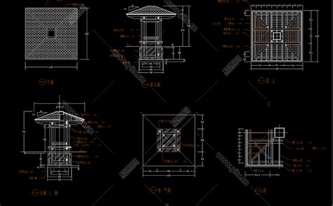 四角亭cad建筑图，亭子cad图纸下载 素材下载易图网cad设计图纸库