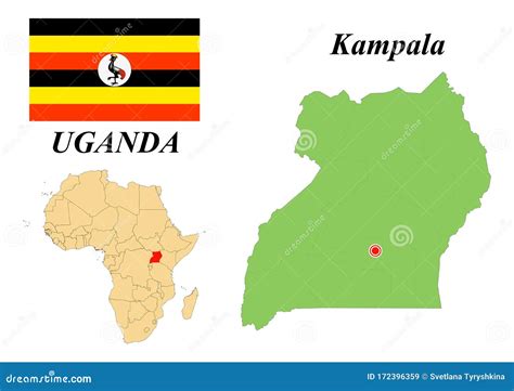 Flag Map Capital Of Uganda Stock Vector Illustration Of Flag