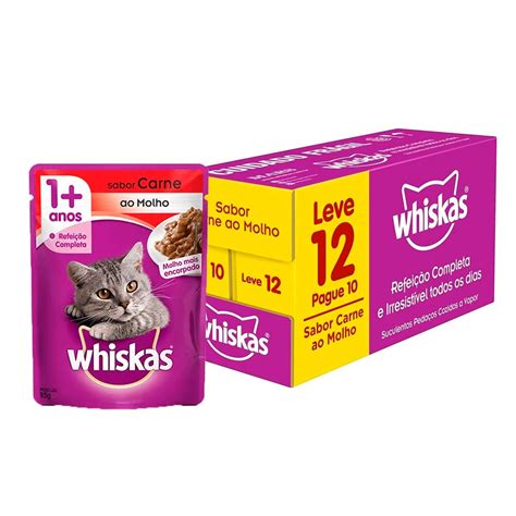 Caixa Un Ra O Mida Whiskas Sach Gatos Adultos Carne Ao Molho G