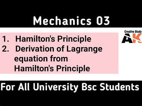 Hamilton Principle Derivation Of Lagrange Equation From Hamilton S