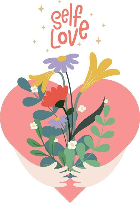 Flat Cute Design Vector Love Yourself Self Love 24120751 Vector Art At