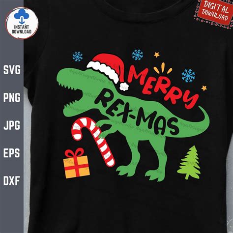 Merry Rex Mas Svg Boy Christmas Svg Santa T Rex Dinosaur Svg Funny