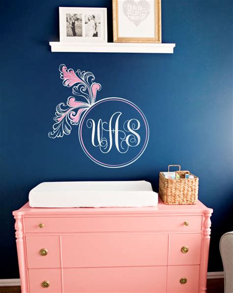 Personalized Floral Monogram Nursery Wall DecorWallconsilia