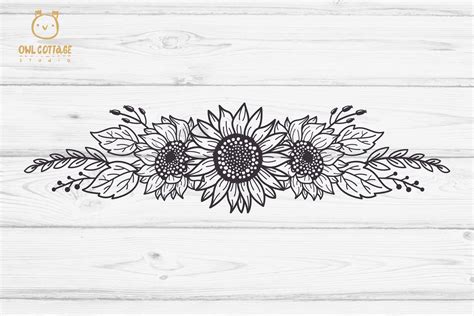 Sunflowers Border Set Svg Floral Borders Mini Set Sunflower Etsy Canada