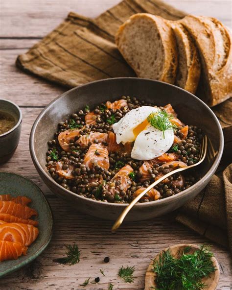 Lentilles En Salade Saumon Et Oeuf Poch