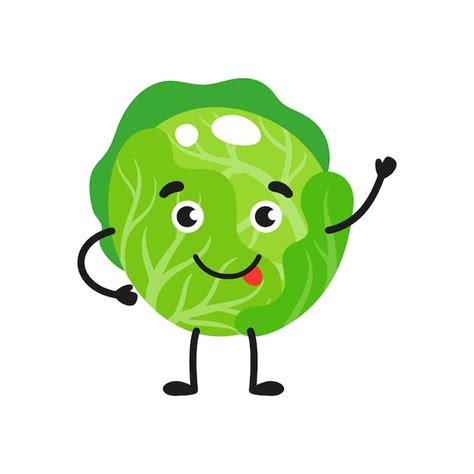 Premium Vector Vector Cartoon Cheerful Cute Cabbage Character