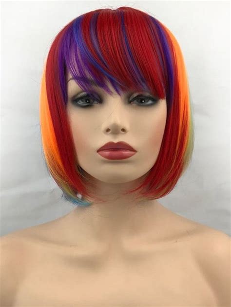 Short Colorful Straight Bob Cosplay Party Synthetic Wig Best Lace Front Wigs Synthetic Wigs