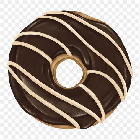 A Donut With Chocolate And White Stripes On The Outside Transparent