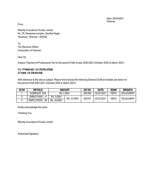 Professional Tax Letter Pdf Career And Growth Finance And Money