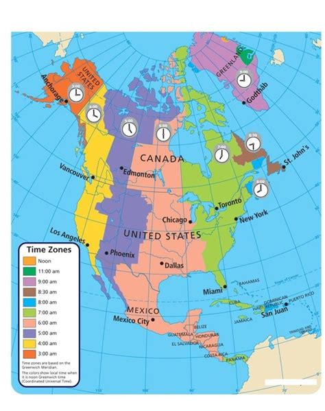 North America Time Zone Map