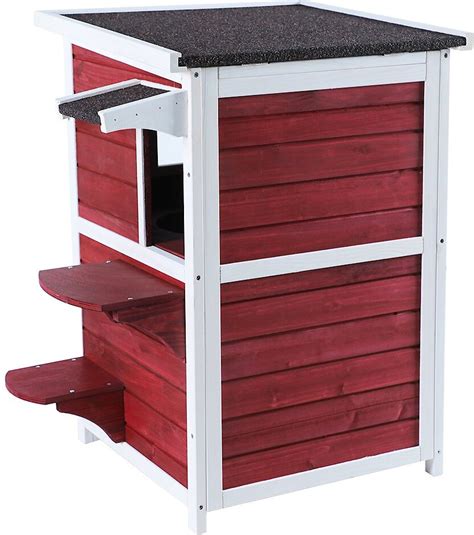 PETSFIT 2 Story Weatherproof Outdoor Cat House Red Chewy