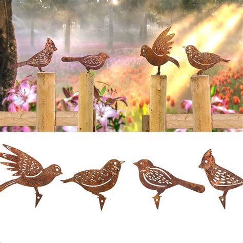 Stiwee Birds Garden Plug In Birds Decoration Metal Birds Garden