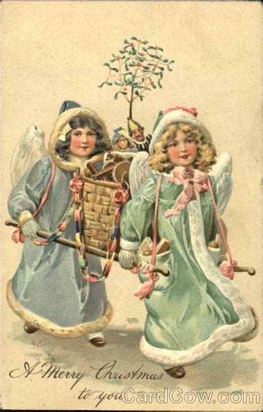 Two Girl Angels Carrying A Basket