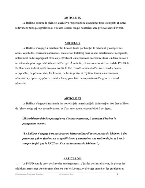 Exemple De Contrat De Bail Doc Pdf Page Sur