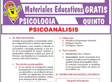 Psicoan Lisis Para Quinto Grado De Secundaria Materiales Gratis