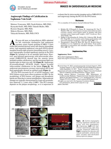 Pdf Angioscopic Findings Of Calcification In Saphenous Vein Graft