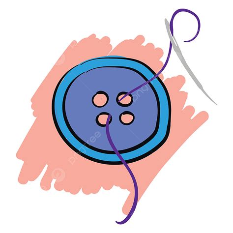 Needle Thread Clipart Transparent Background Needle Blue Button And