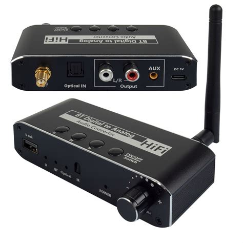 ODBIORNIK BLUETOOTH 5 0 KONWERTER AUDIO DAC TOSLINK 2x CINCH AUX BT