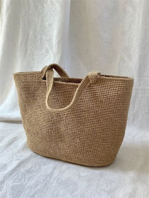 Sac En Jute Au Crochet Grand Sac De Plage En Jute Grand Sac Cabas En