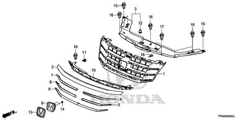 Honda Crosstour Molding Fr Grille Body Front 71122 TP6 A01