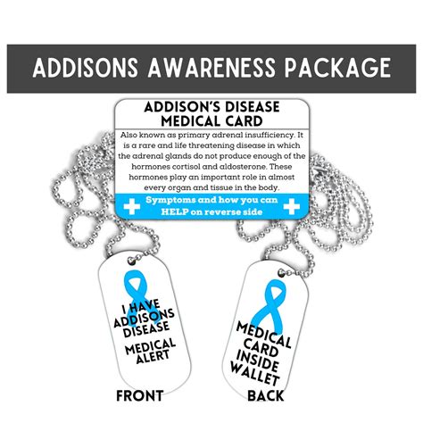 Addisons Disease Awareness Medical Id Card For Wallet Adrenal