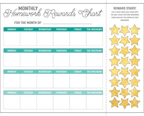 Homework (Reward) Charts - Free Printables | Live Craft Eat | Homework ...