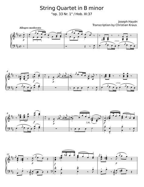 String Quartet In B Minor Hob III 68 Joseph Haydn Sheet Music For