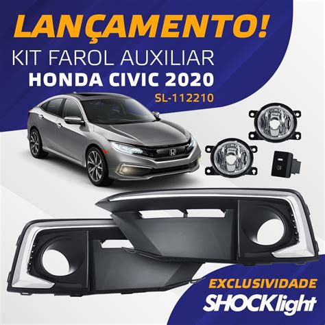 Kit Farol De Milha Led Honda New Civic 2020 Moldura Parcelamento