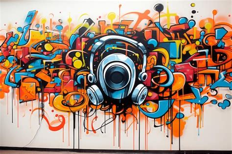 Premium Photo Street Symphony Urban Cool Music Graffiti On The Wall