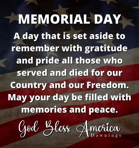 Memorial Day Is A Day That Is Set Aside To Remember With Gratitude And