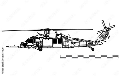 Fototapeta Sikorsky Hh G Pave Hawk Vector Drawing Of Search And