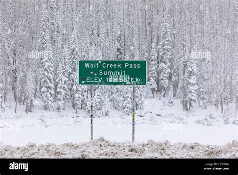 Snowstorm At The Summit Of Wolf Creek Pass Colorado Stock Photo Alamy