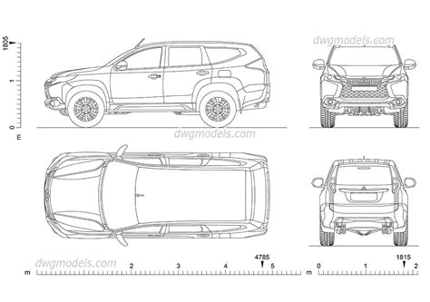 Mitsubishi Pajero Sport DWG blocks, download AutoCAD file