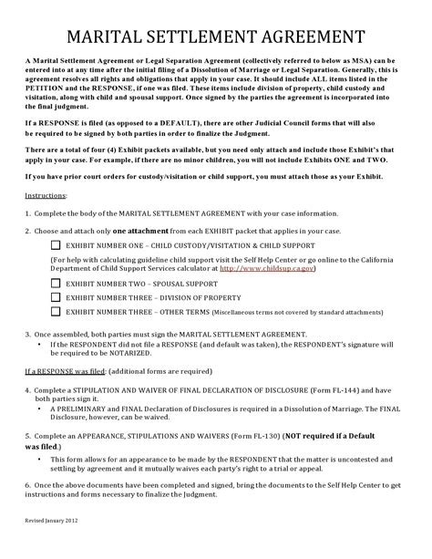 49 Editable Marital Settlement Agreements Wordpdf Templatelab