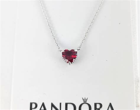 New Pandora Sparkling Heart Halo Pendant Collier Red Necklace Etsy Uk