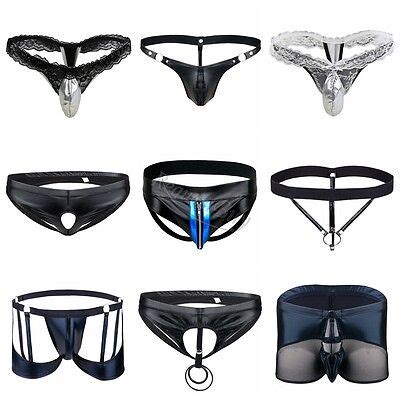 Men S Faux Leather Thong Underwear Pvc Wet Look Bikini G String Briefs