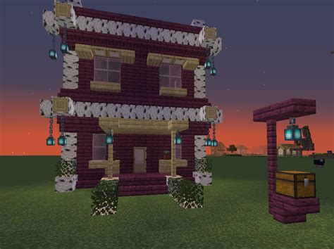 Crimson Wood House Minecraft Pixel Art Grid Gallery