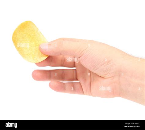 Hand Holding A Potato Chip Stock Photo Alamy