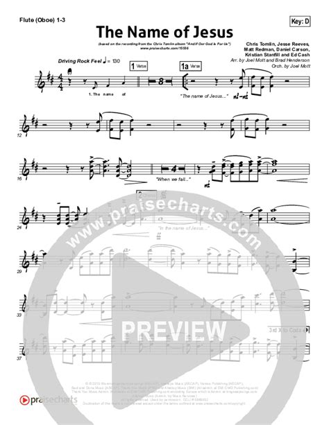 The Name Of Jesus Flute Oboe Sheet Music PDF Chris Tomlin PraiseCharts